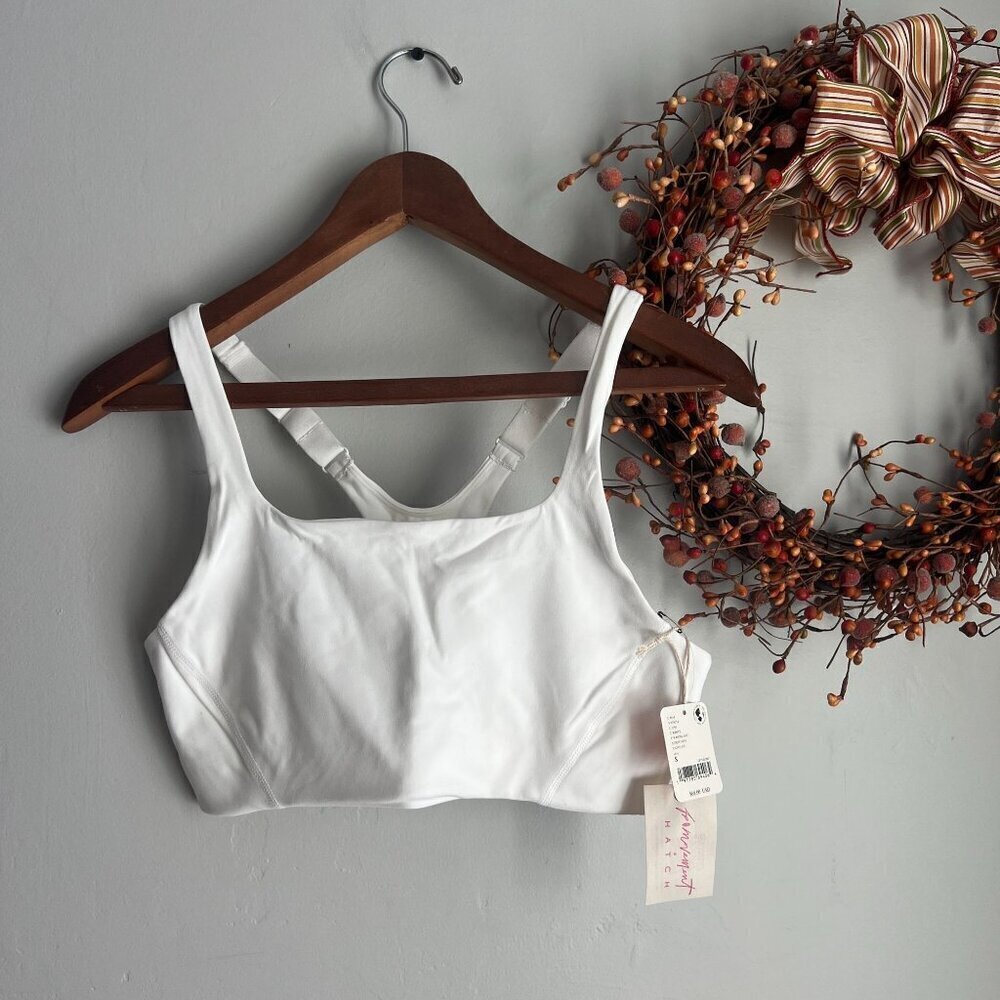 Free People Movement HATCH SMALL Never Better Square Neck Maternity Bra White
